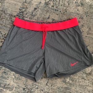 Nike DRI-FIT Women's Running Shorts Gray Pink Athletic Workout Gym Large‎